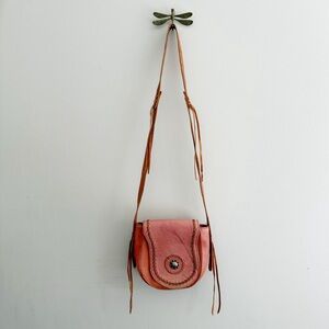 Montana West Concho Collection Coastal Cowgirl Fringe Leather Saddlebag